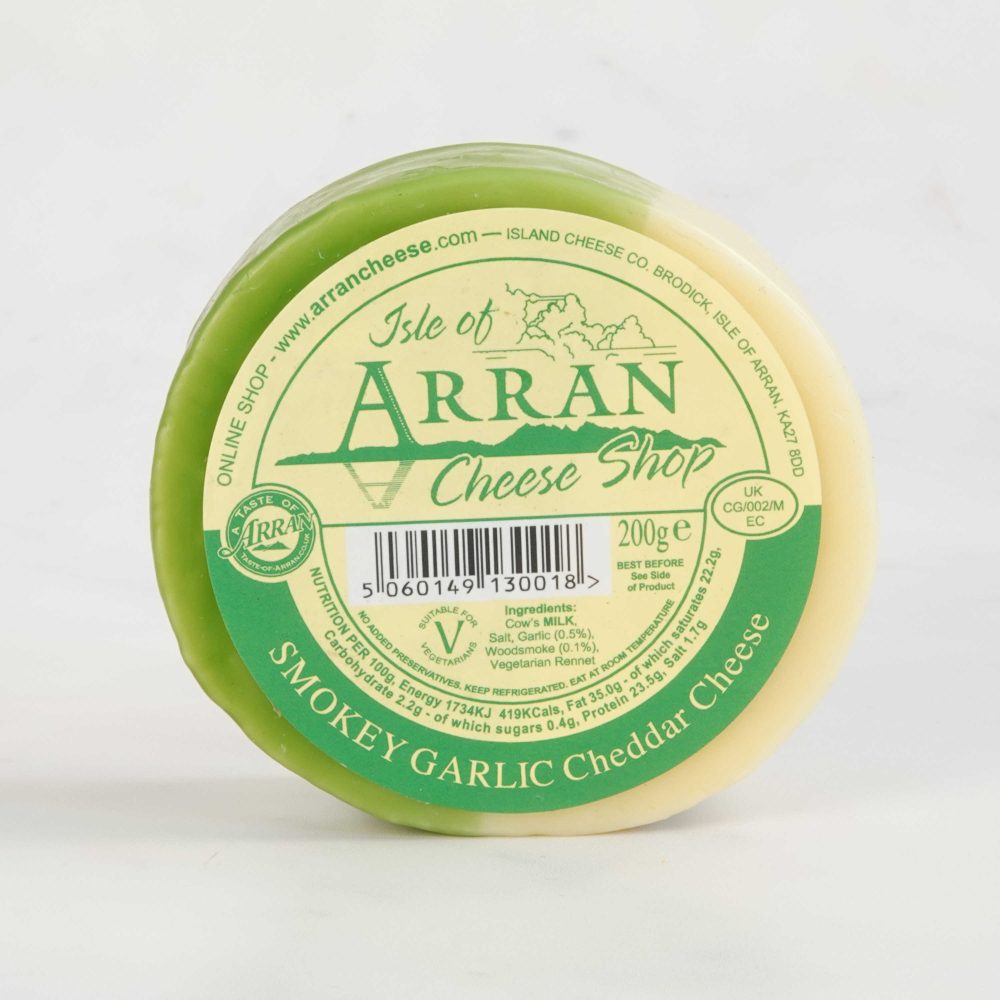 Arran Cheese – Smoked Garlic Waxed Cheddar Truckle, 200g
